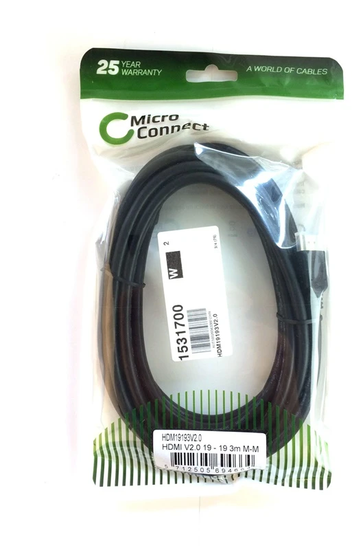 MicroConnect Kabelis MICRO_CONNEC HDMI M, HDMI M, 3m, juodas
