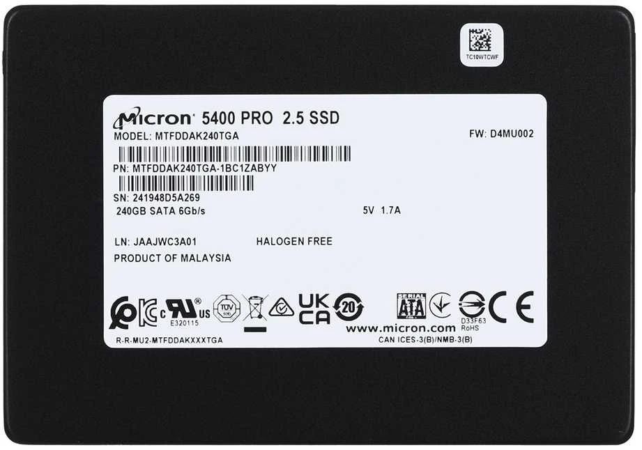 SSD Micron 5400 PRO 240GB SATA 2,5" MTFDDAK240TGA-1BC1ZABYYR (DWPD 1.5)