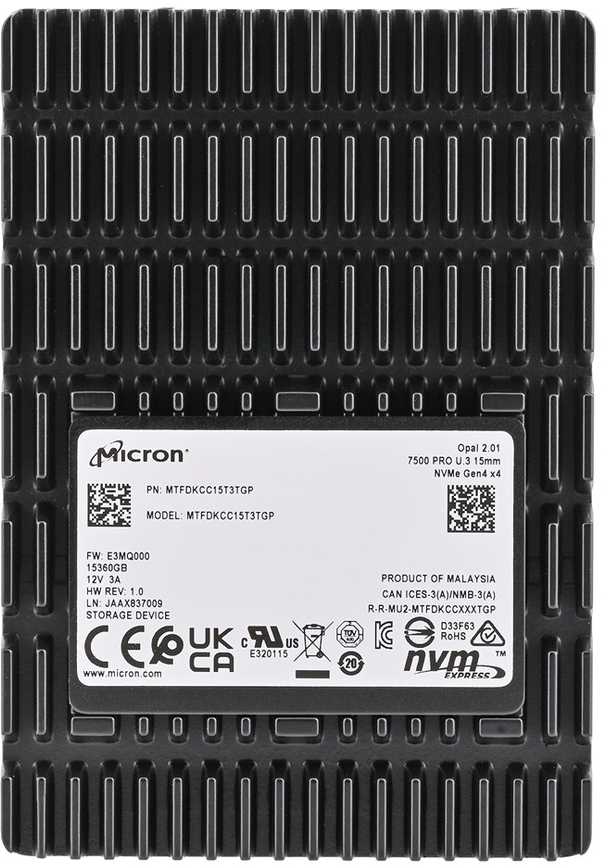 „Micron 7500 PRO“ 15,4 TB U.3 PCI Express 4.0 NVMe 3D TLC NAND