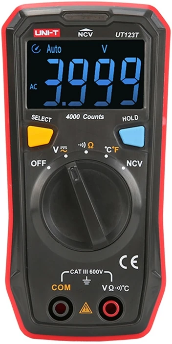 Skaitmeninis multimetras, CAT III 600V, NCV, 600V AC/DC, 20MOm, -40~300C, 4000, UNI-T