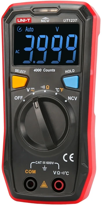 Skaitmeninis multimetras, CAT III 600V, NCV, 600V AC/DC, 20MOm, -40~300C, 4000, UNI-T