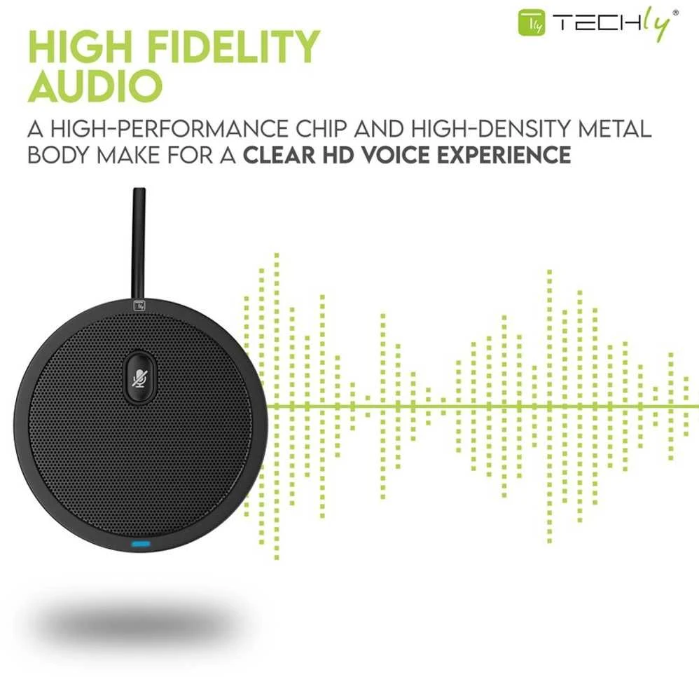 TECHLY daugiakryptis USB konferencijos mikrofonas su nutildymo mygtuku