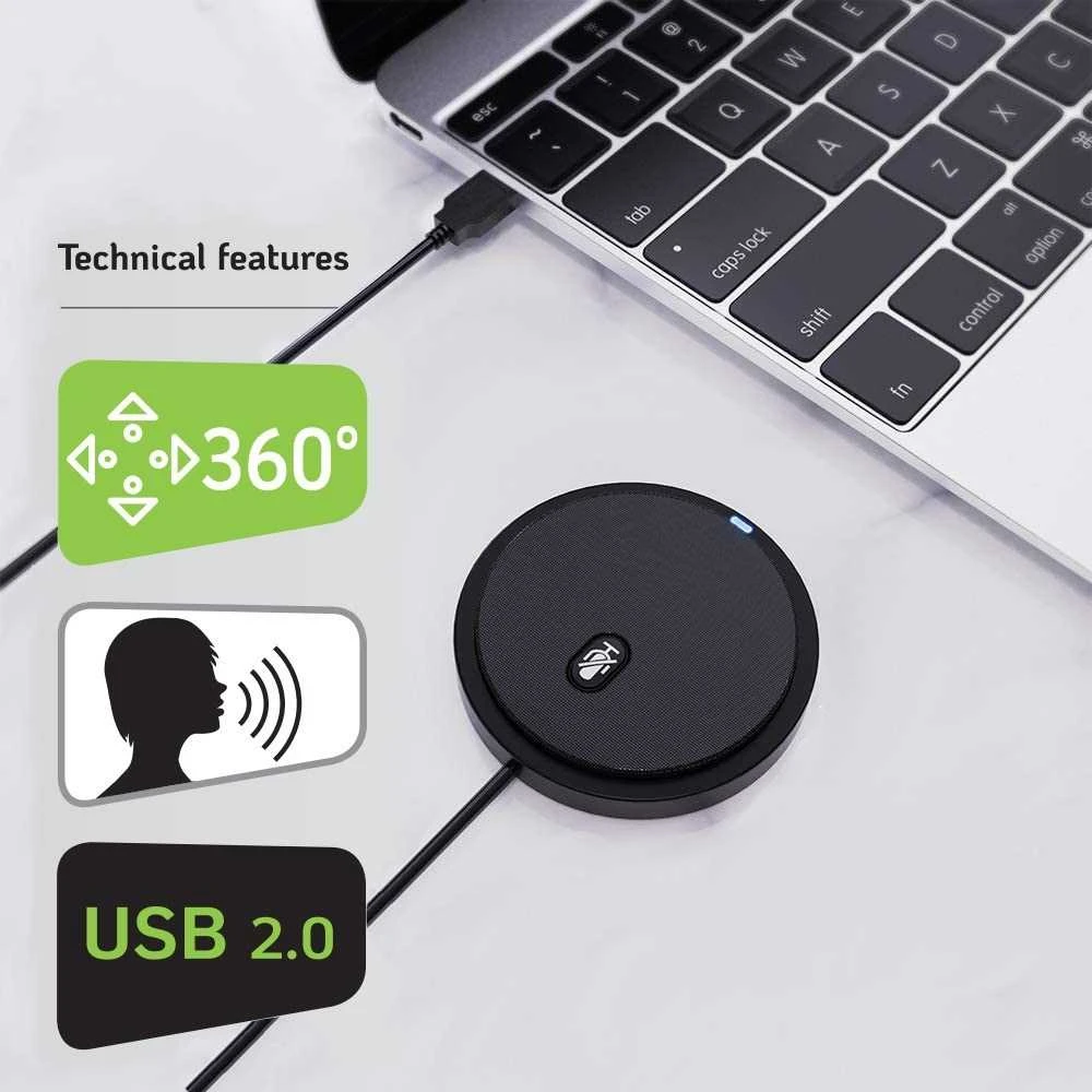 TECHLY daugiakryptis USB konferencijos mikrofonas su nutildymo mygtuku