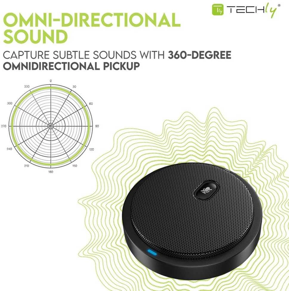 TECHLY daugiakryptis USB konferencijos mikrofonas su nutildymo mygtuku