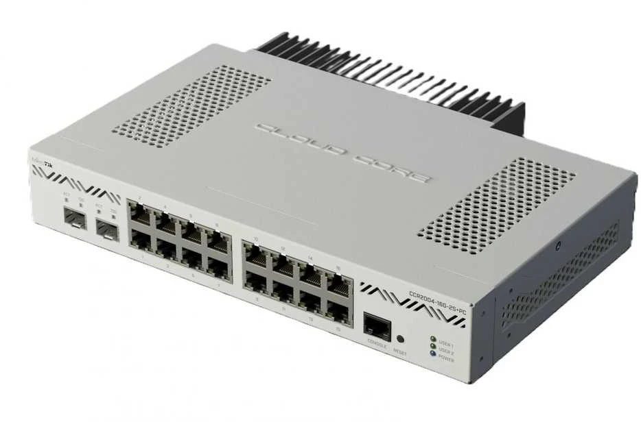 Mikrotik Cloud Core Maršrutizatorius CCR2004-16G-2S+, 2x10G SFP+ jungtys, 16x Gigabit LAN jungtys, 1x RJ45 Serial port, 4 core CPU, 4 GB RAM, Dual redundant power supply, CPU and PCB temperature monitorius, RouterOS L6 | MikroTik | Cloud Core Maršrutizatorius | CCR2004-16G-2S+ | No Wi-Fi | 1 | 12 mėn.