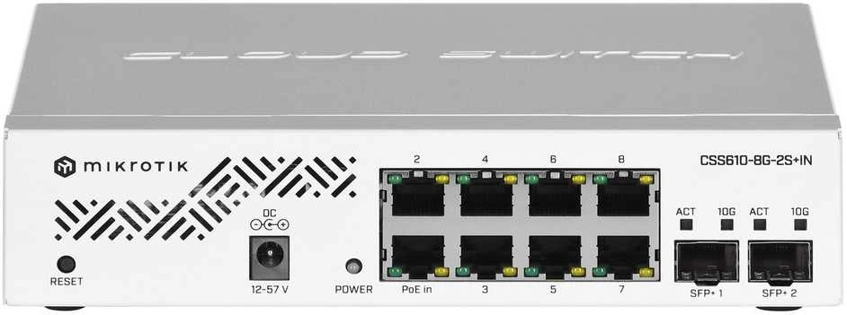 MikroTik | Debesis Maršrutizatorius Switch | CSS610-8G-2S+IN | Tvarkomas žiniatinklis | Montuojamas ant stovo | Gigabit Ethernet (vario) jungtys kiekis 8 | SFP+ jungtys kiekis 2