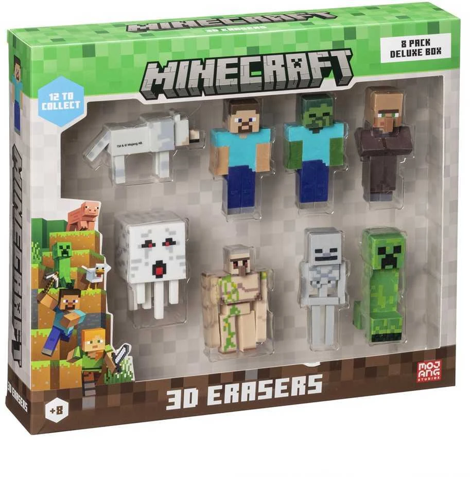 Pmi Kids World MINECRAFT 3D trintukai - 8 vnt. pakuotė „Deluxe Box“ (versija A)