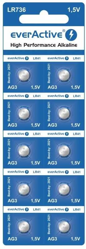 Mini šarminės baterijos „everActive G3 LR736 LR41“, 10 vnt.