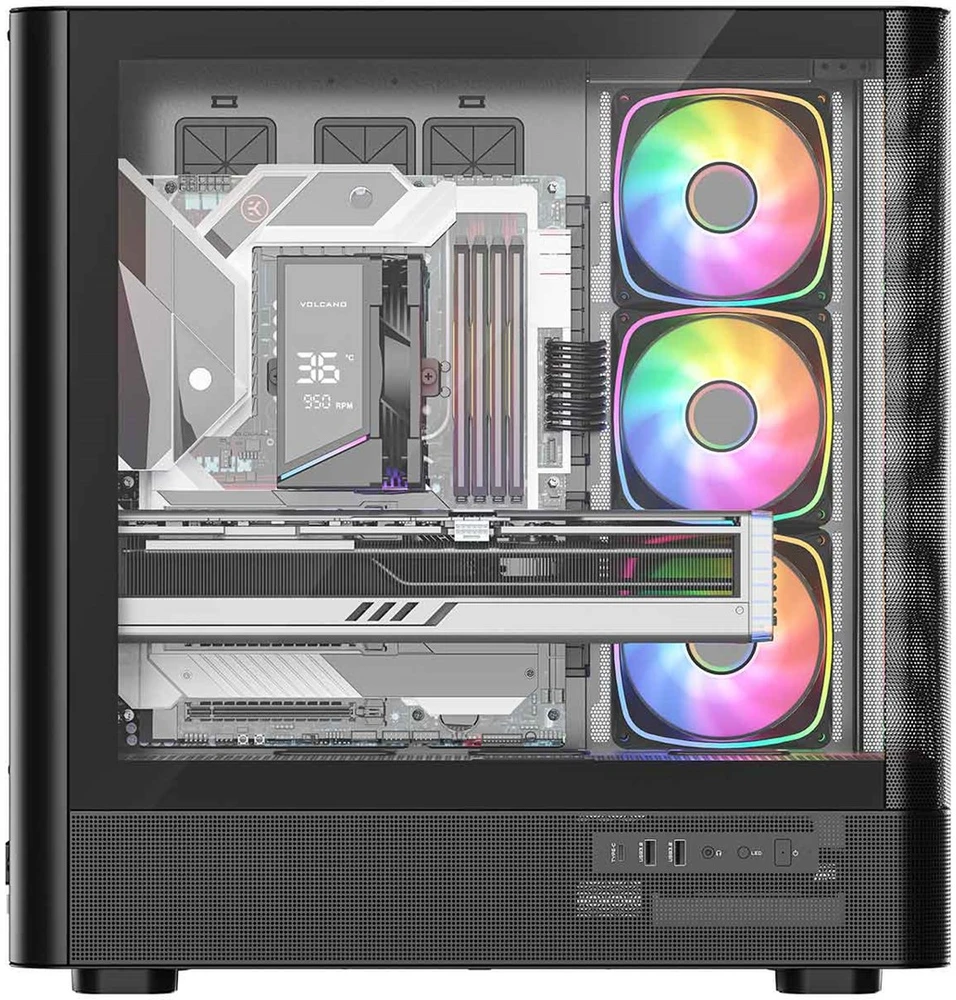 MODECOM Volcano Volcano AQ300 ARGB Midi Juodas