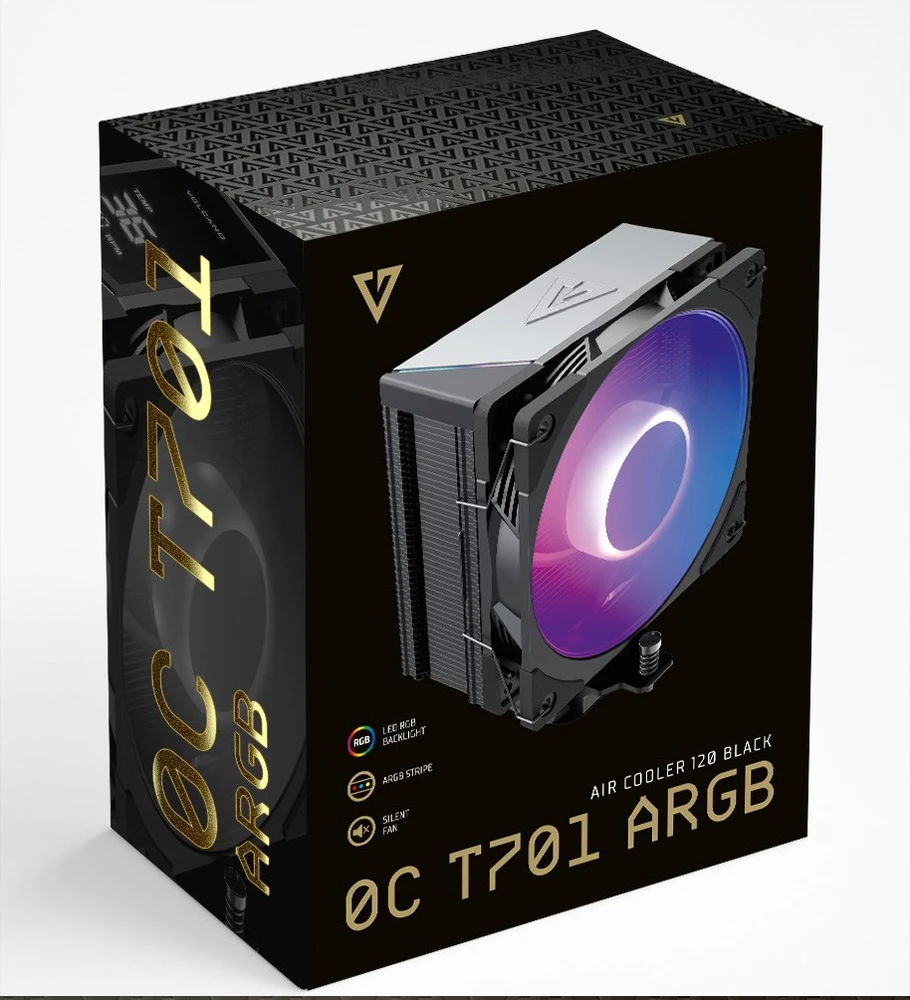 MODECOM Volcano 0C T701 ARGB Processor Oro vėsintuvas 12 cm Juodas