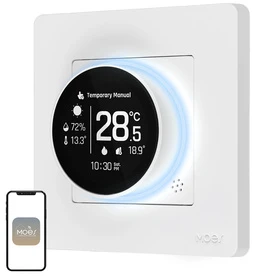 Moes Išmanus, sieninis termostatas dujų/vandens katilui valdyti, su ratuku, baltas, ZigBee, TUYA