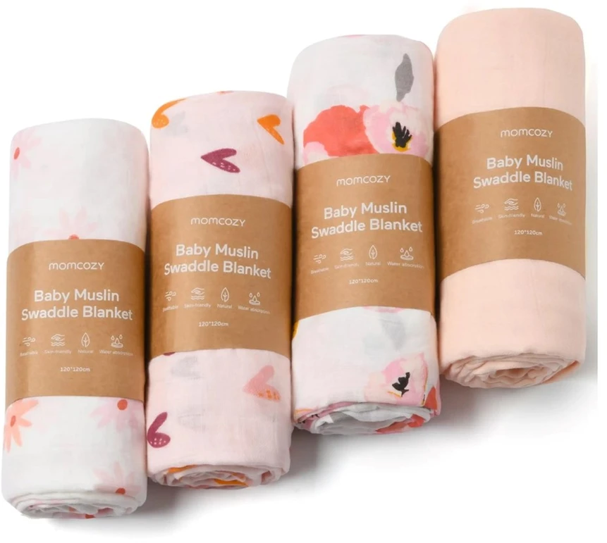 Momcozy SJ003 Muslin Swaddles 4 pcs 47 × 47 inches
