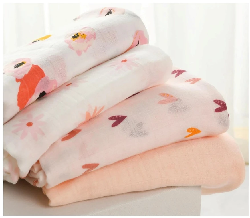 Momcozy SJ003 Muslin Swaddles 4 pcs 47 × 47 inches
