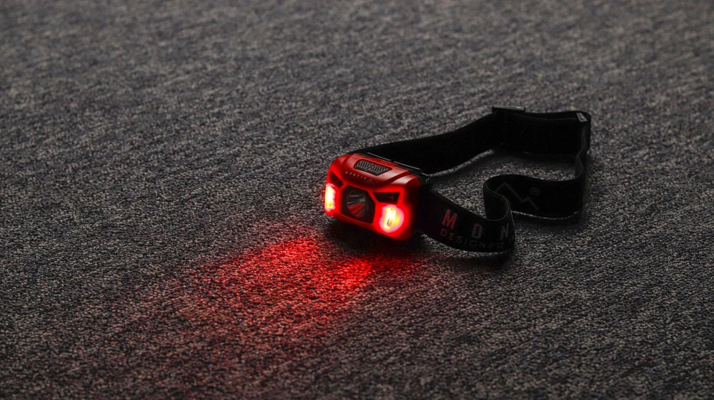 Montis Bateryjna latarka nagłowna su sensorem MT002 Raudona, Juodas Headband prožektorius LED