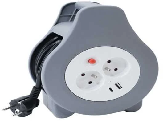 Montis Ištraukiamas namų ilgintuvas su USB 10m MT188 2 kintamosios srovės lizdai