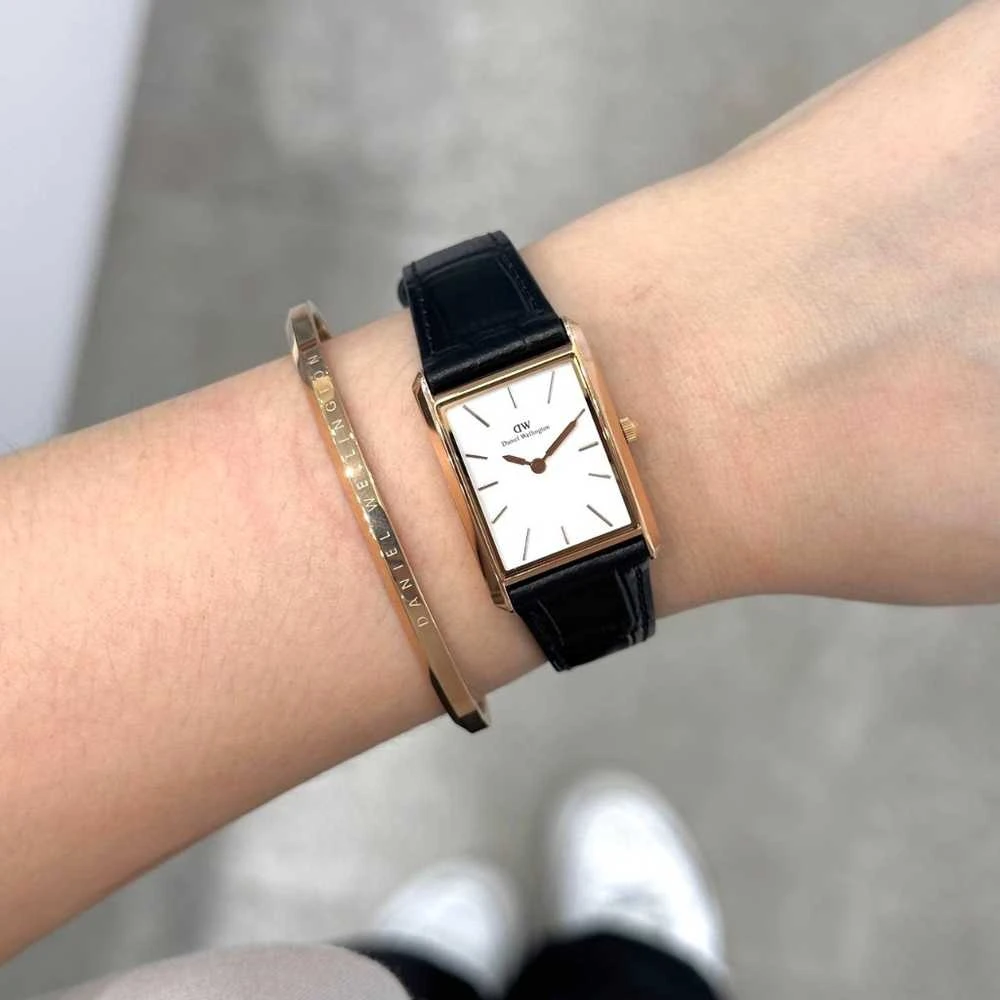 Moteriškas laikrodis DANIEL WELLINGTON Bound Juodas Crocodile Rose Gold 20mm DW00100693 + BOX