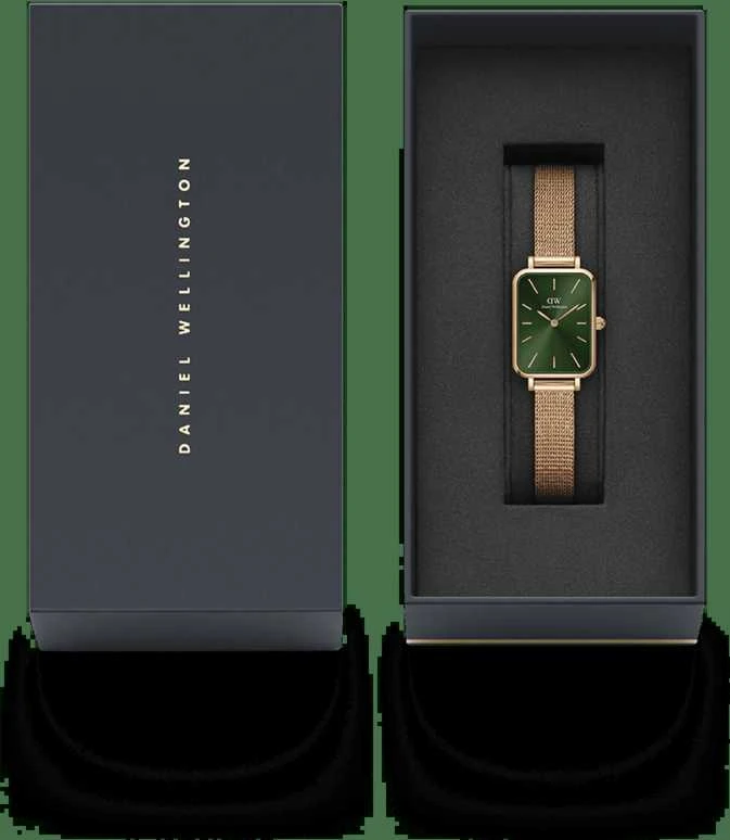Moteriškas laikrodis DANIEL WELLINGTON Quadro Pressed Melrose Emerald 20mm DW00100445+ DĖŽUTĖ (zw505n)