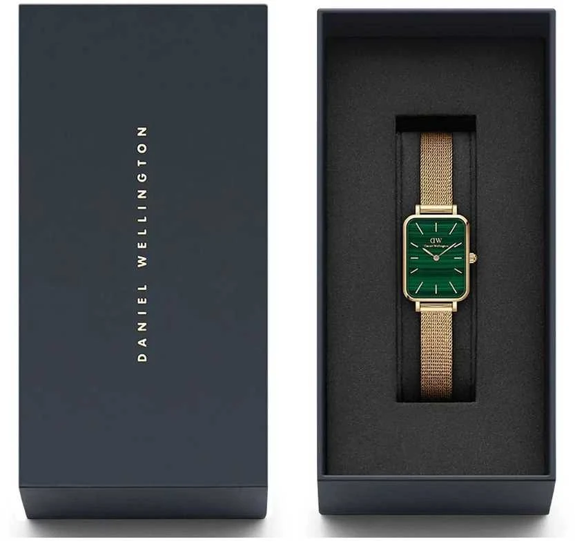 Moteriškas laikrodis DANIEL WELLINGTON Quadro Pressed Evergold Emerald 20mm DW00100561+ BOX (zw505m)