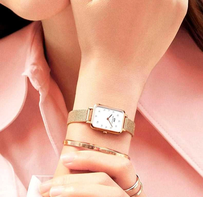 Moteriškas laikrodis DANIEL WELLINGTON Quadro Lumine Pressed Piano 20mm DW00100578 + BOX (zw519b)