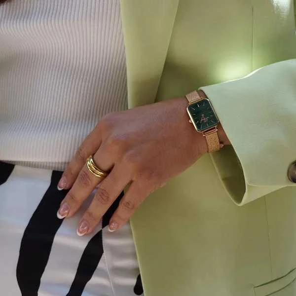 Moteriškas laikrodis DANIEL WELLINGTON Quadro Pressed Evergold Emerald 20mm DW00100561+ BOX (zw505m)