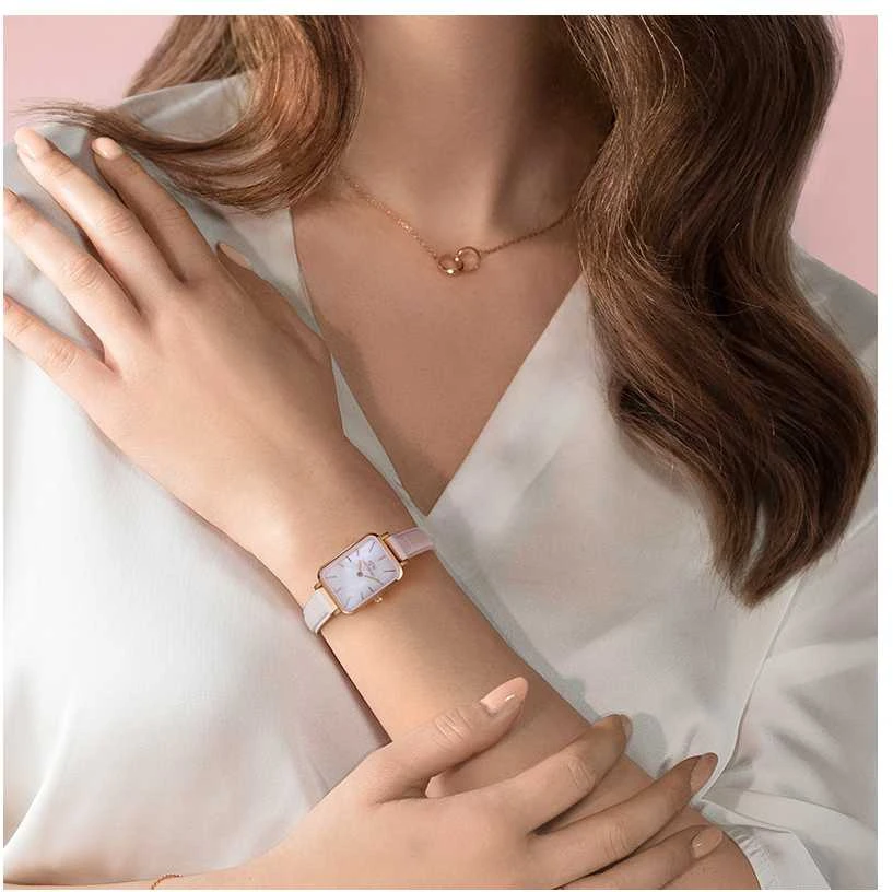 Moteriškas laikrodis DANIEL WELLINGTON Quadro Pressed Melrose Pearl 20mm DW00100508 + BOX (zw521a)