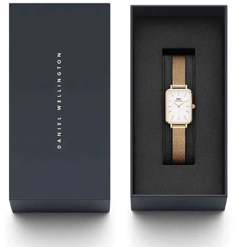 Moteriškas laikrodis DANIEL WELLINGTON Quadro Pressed Evergold 20mm DW00100556 + BOX (zw520a)