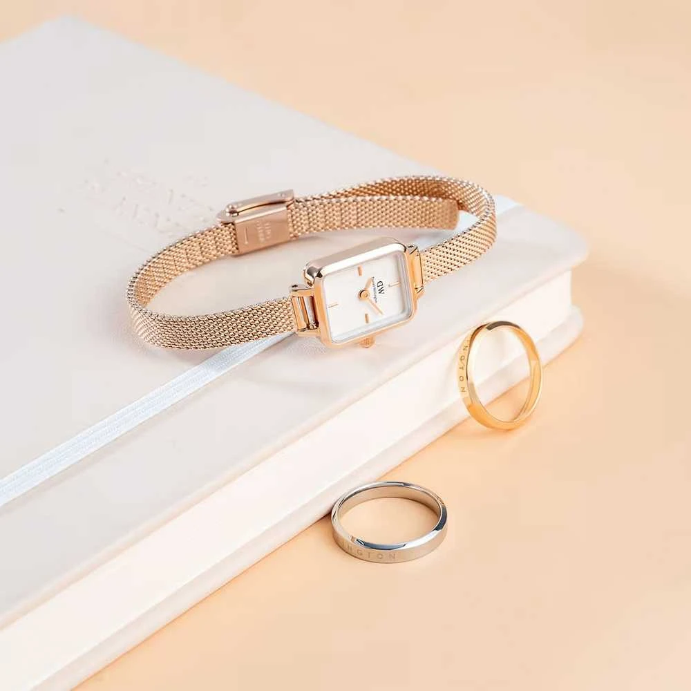 MOTERIŠKAS LAIKRODIS DANIEL WELLINGTON Quadro Mini Melrose 15mm DW00100727 + BOX (zw524c)