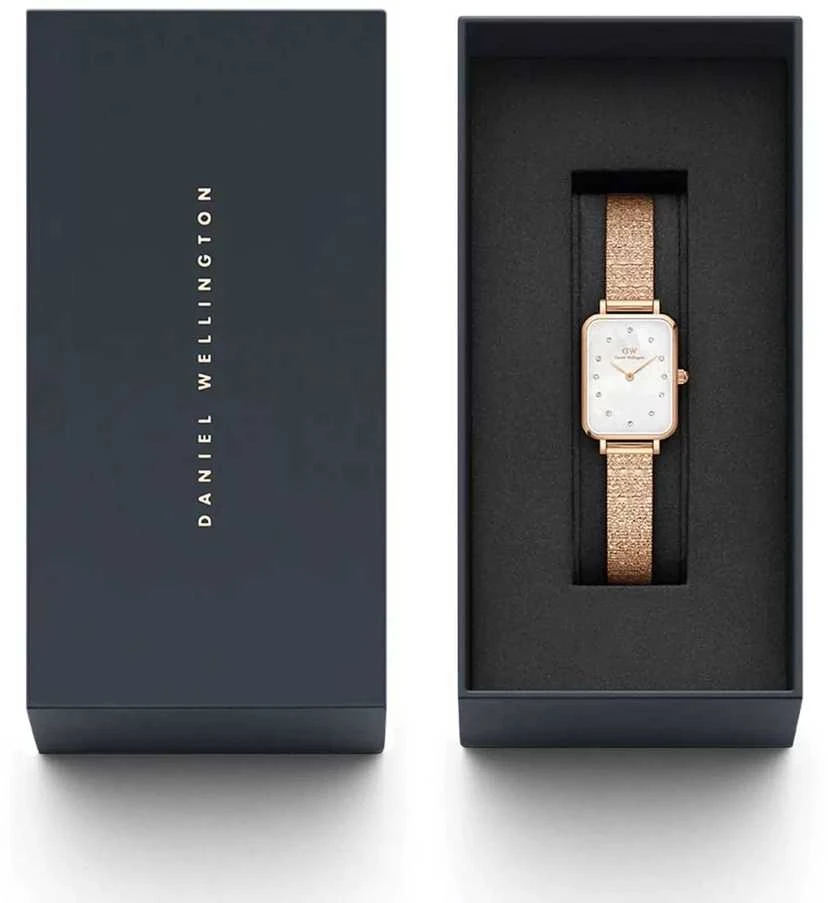Moteriškas laikrodis DANIEL WELLINGTON Quadro Lumine Pressed Piano 20mm DW00100578 + BOX (zw519b)