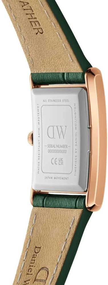 Moteriškas laikrodis DANIEL WELLINGTON surištas krokodilas smaragdinis rožinis auksas 22 mm DW00100694 + DĖŽĖ