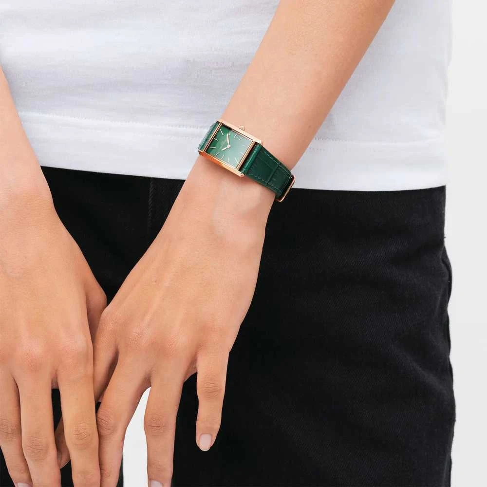 Moteriškas laikrodis DANIEL WELLINGTON surištas krokodilas smaragdinis rožinis auksas 22 mm DW00100694 + DĖŽĖ