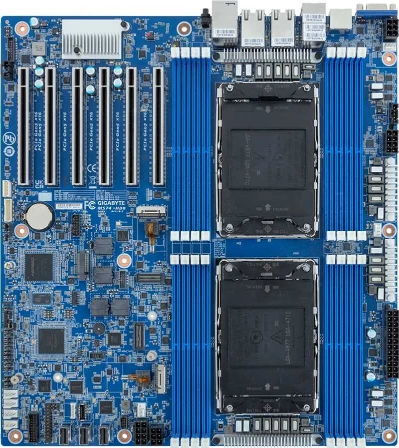 Pagrindinė plokštė - „Gigabyte MS74-HB0“ 2x LGA4710 „Intel Xeon 6 Intel Xeon“ serija 6500/6700 „Intel SoC“