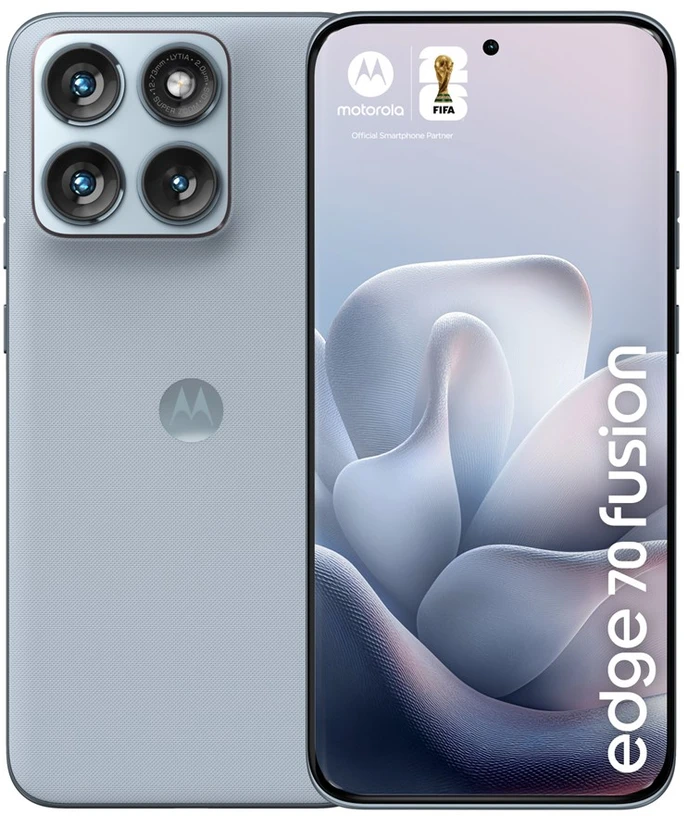 „Motorola edge 70 fusion“ 17,2 cm (6,78 colio) dviejų SIM kortelių „Android 16.0“ 5G USB C tipo 12 GB 256 GB 7000 mAh Šviesusis Mėlyna