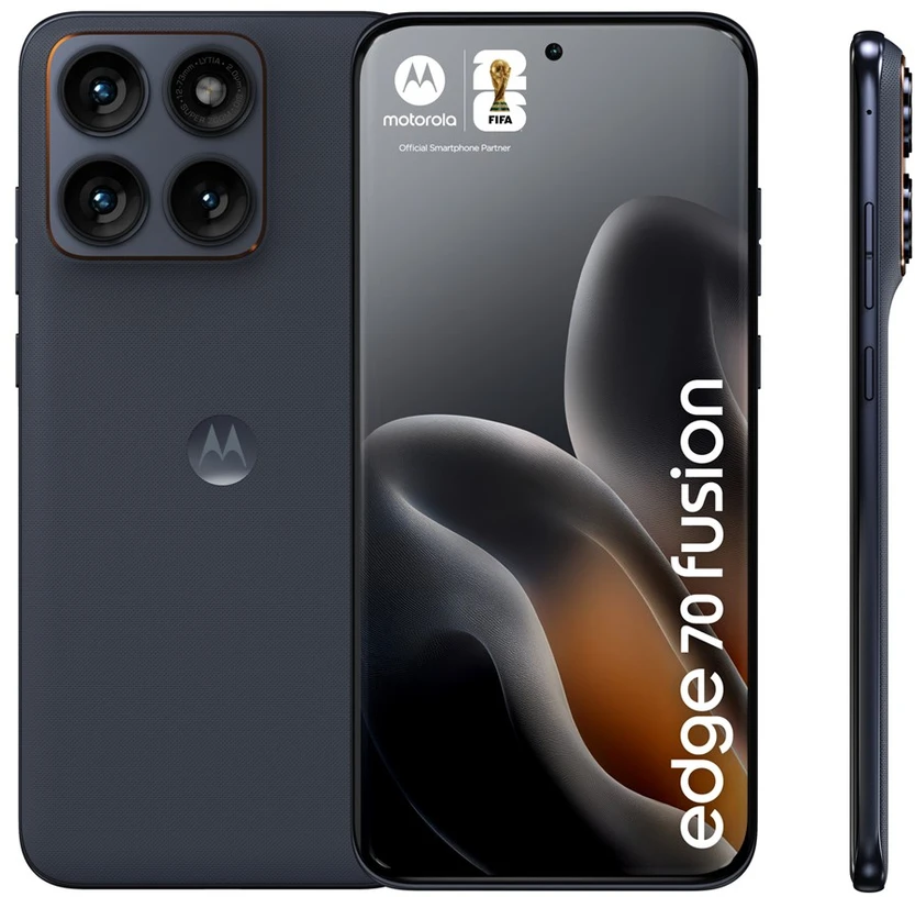 „Motorola edge 70 fusion“ 17,2 cm (6,78 colio) dviejų SIM kortelių „Android 16.0“ 5G USB C tipo 12 GB 256 GB 7000 mAh Juodas