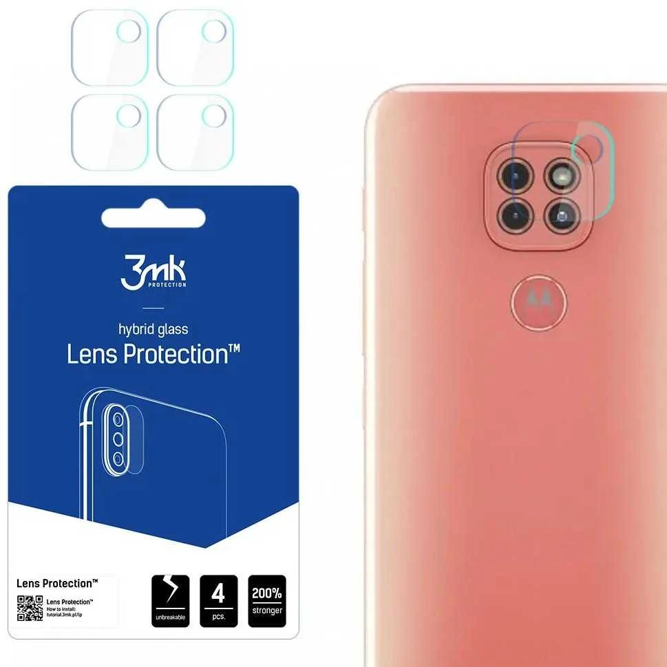 HIBRIDINIS STIKLAS 3MK LANKSTUS STIKLINIS OBJEKTYVAS MOTOROLA MOTO G9 PLAY FOTOAPARATUI 4 VNT.