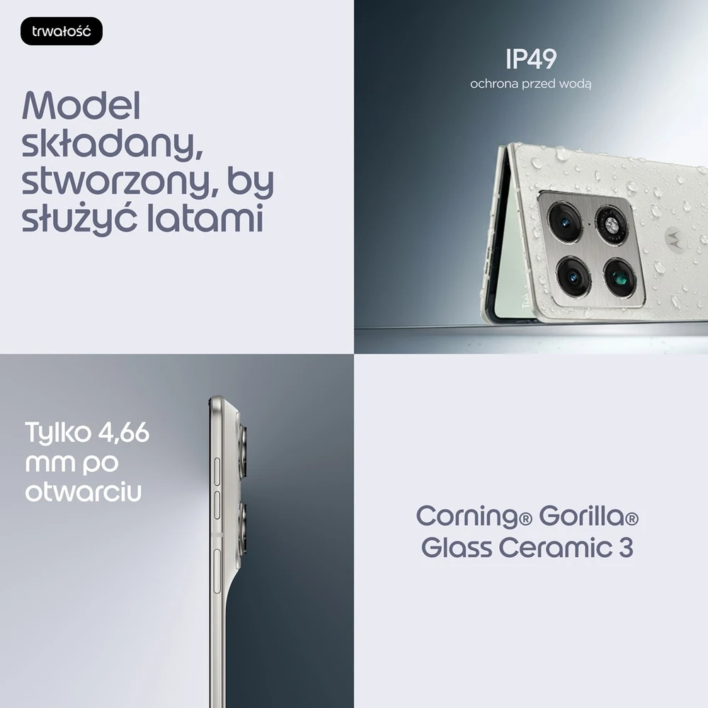 „Motorola razr fold“ 20,6 cm (8,09 colio) dviejų SIM kortelių „Android 16.0“ 5G USB C tipo 16 GB 512 GB 6000 mAh Baltas