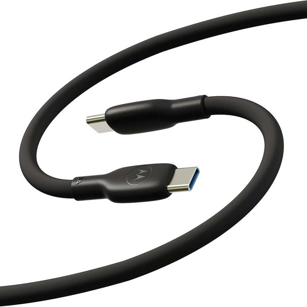 Motorola Silicone cable SC18D13215 USB-C to USB-C 1m, 5A Juodas BULK