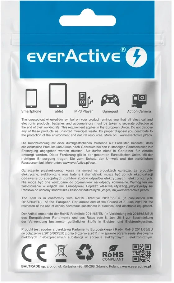 MS USB Įkroviklis - everActive SC-220 12W Dviejų USB-A prievadų Išmanusis Įkrovimas, Balta