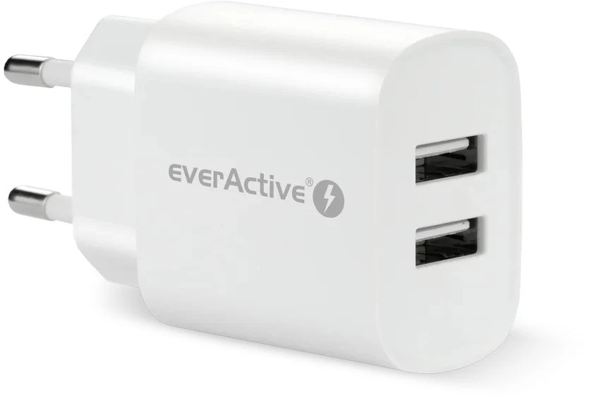 MS USB Įkroviklis - everActive SC-220 12W Dviejų USB-A prievadų Išmanusis Įkrovimas, Balta
