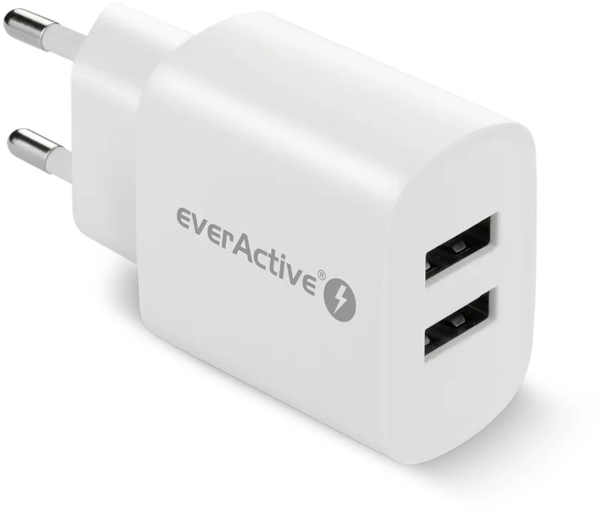 MS USB Įkroviklis - everActive SC-220 12W Dviejų USB-A prievadų Išmanusis Įkrovimas, Balta