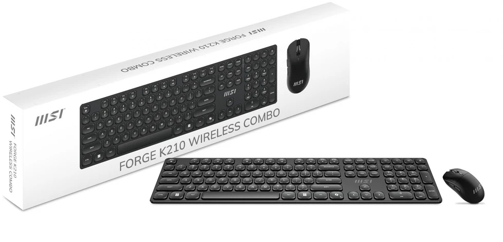 Klaviatūra MSI | FORGE K210 | Klaviatūros ir pelės rinkinys | Wireless | su pele | US | Scissor | Juodas