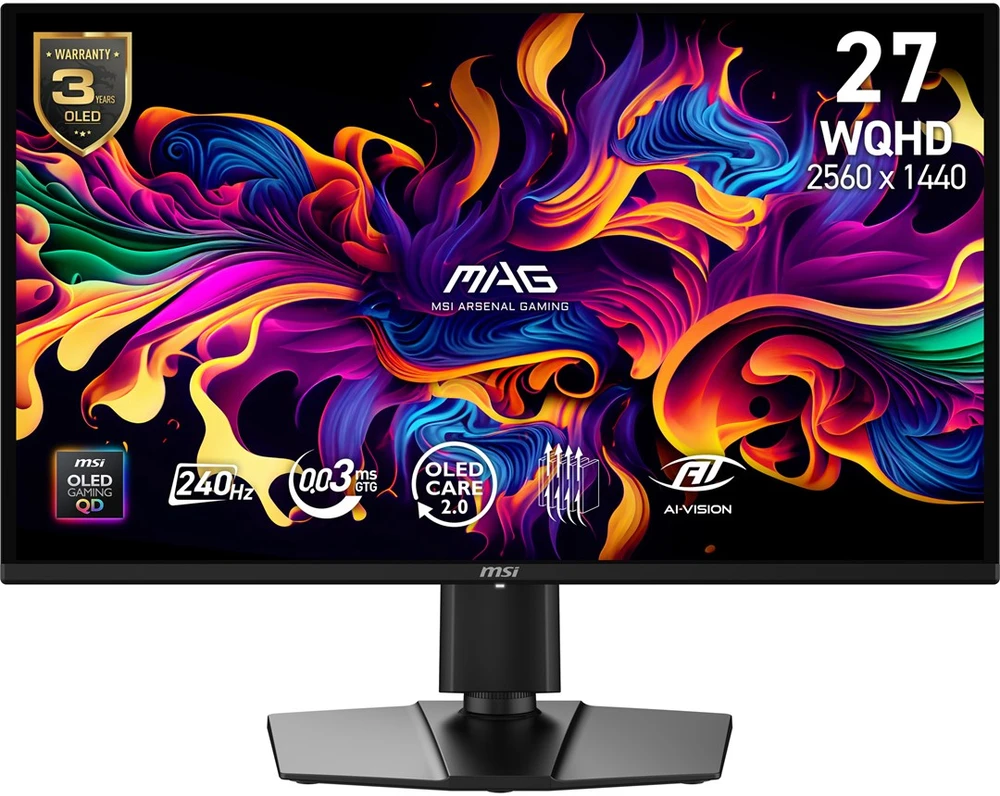 Monitorius MSI MAG 274QP QD-OLED X24 27″ / WQHD / 240Hz / 0,03 ms (GTG) (juodas) – adjustable height