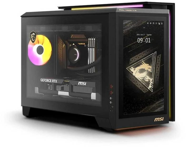 Stacionarus kompiuteris MSI 3 colių įstrižainė MEG Vision X AI 2NVV7-004EU Ultra 7 265K 32GB DDR5 SSD 2TB GeForce RTX 5080 16GB VENTUS 3X BE200 WiFi 7+BT Win11 juoda