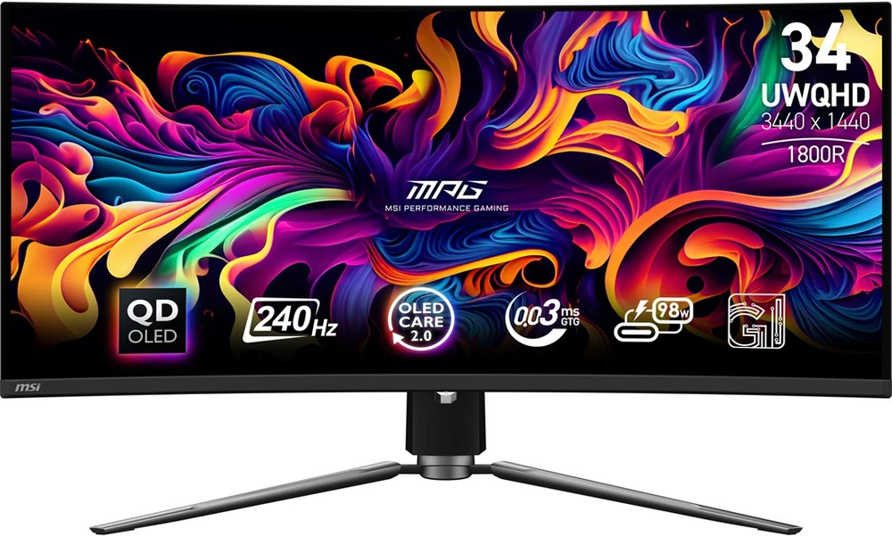 Monitorius MSI MPG 341CQPX QD-OLED – 34,18 colio | QD-OLED „Curve 1800R“ | UWQHD | 0,03 ms | 240 Hz