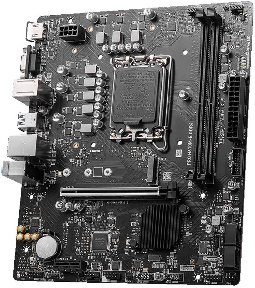 Pagrindinė plokštė MSI PRO H610M-E DDR4 | Intel H610 | LGA1700 | MicroATX | 2x DDR4 lizdai | 1x PCI-Express 1x | 1x PCI-Express 16x | 1 x M.2 | 1x 15pin D-sub | 1x HDMI | 4xUSB 2.0 | 2x USB 3.2 | 1xPS/2 | 1x RJ45 | 3x garso jungtys
