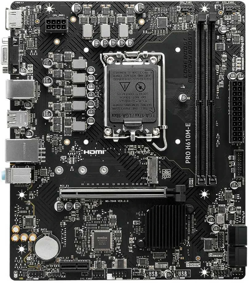 Pagrindinė plokštė MSI PRO H610M-E Intel H610 LGA1700 2XDDR5 VGA HDMI Matx