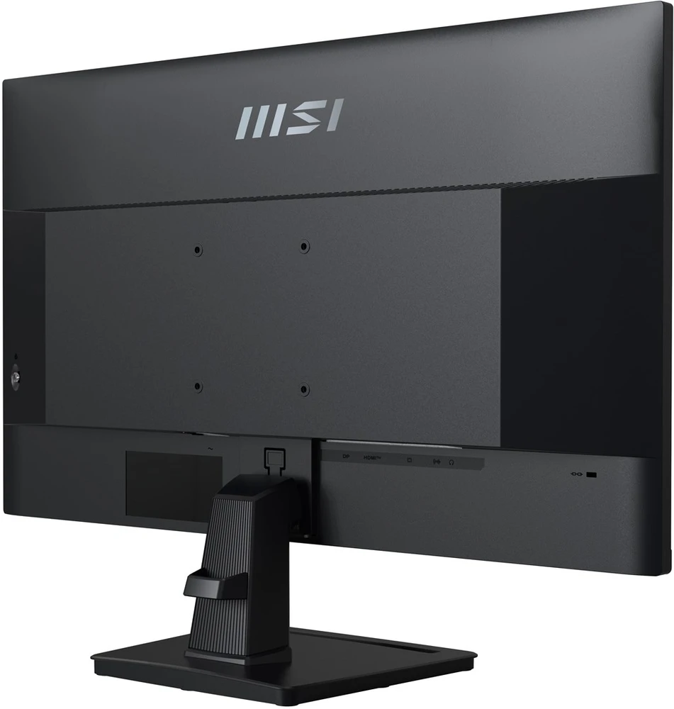 MSI Pro MP245G 24 colių monitorius, FHD (1920 x 1080), 100Hz, IPS, 1 ms, 1x HDMI 1.4b, 1x DP 1.2a išvestis, 1x D-Sub (VGA), įmontuoti garsiakalbiai, apsauga nuo akinimo, apsauga nuo mirgėjimo, mažiau Mėlyna šviesos, TÜV sertifikuotas, VESA, Kensington, Juodas
