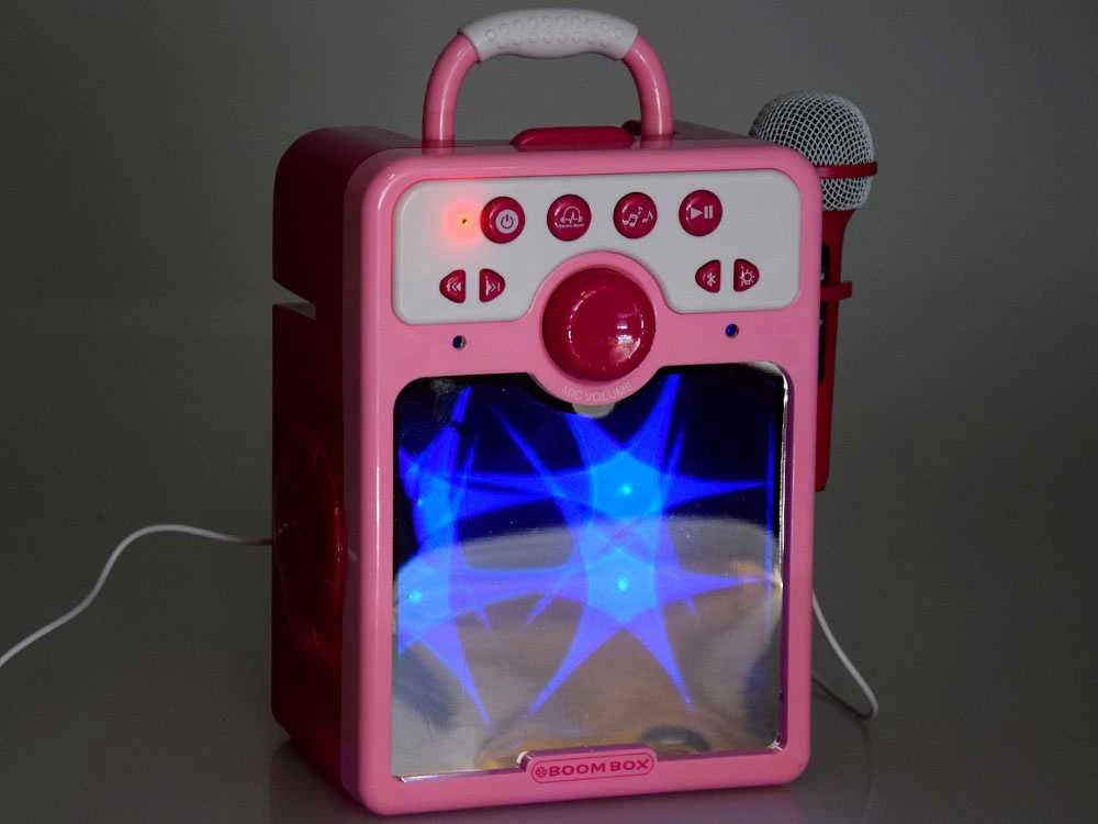 Jokomisiada Rožinė Muzikinis garsiakalbis „Rožinė Boombox“ vaikams, sergantiems mikrofonu,