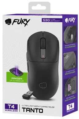 Pelė žaidimams FURY TANTO T4 WIRELESS 12000 DPI Juodas