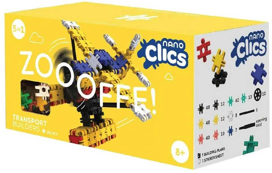 Clics toys Statybiniai kaladėlės „Nano Clics“ – Transporto konstruktoriai – 250 elementų (NC007)