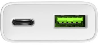 NATEC RIBERA GAN SLIM maitinimo įkroviklis 1× USB-A + 1× USB-C 20W Baltas